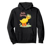 Hello Spring Floral Duck Cute Baby Duckling Pullover Hoodie