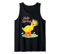 Hello Spring Floral Duck Cute Baby Duckling Tank Top