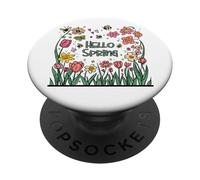 Hello Spring Flowers Bees Butterflies Garden Fun PopSockets Adhesive PopGrip