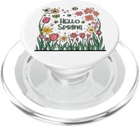 Hello Spring Flowers Bees Butterflies Garden Fun PopSockets PopGrip for MagSafe
