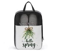 Hello Spring Greenery on A Rope Bow Shoe Bag for Travel Daily Use Anti-dust Storage Carrier Golf Shoe Pouch