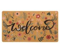 Hello Spring Welcome Mat Floral Coir Doormat - Non Slip Decorative Front Door Mats for Entryway Indoor Entrance 17 x 29 Inch