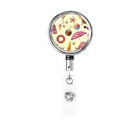 Hello Summer Beach Sign Retractable Badge Holder Reel Clip Id Card Holder forNurse Student Office Worker