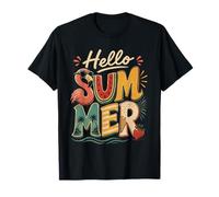 Hello Summer Cute Flamingo Watermelon Ice Cream T-Shirt