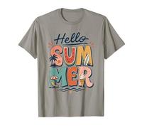 Hello Summer Cute Watermelon Ice Cream Flamingo T-Shirt
