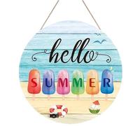 Hello Summer Door Sign, Hello Summer Sign - Hello Summer Wall Decor Sign - Colorful Summer Home Decor, Entrance Door Summer Sign, For Home Bathroom, Indoor, Outdoor