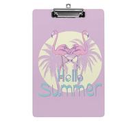 Hello Summer Flamingo A4 Size Clipboard Funny Aesthetic Working Studying Letter Standard Clip Board 12.5×8.5 in Hardboard for School Classroom Kids Writing Drawing