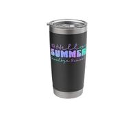 Hello Summer Goodbye School Soft Gradient Lettering Blues Stainless Steel Insulated Tumbler
