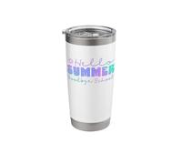 Hello Summer Goodbye School Soft Gradient Lettering Blues Stainless Steel Insulated Tumbler