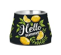 Hello Summer Lemon Black Dog Raised Bowl, 540 ML Feeding Food Pet Bowl Stainless Steel Non-slip High Capacity Cat Bowl