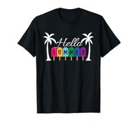 Hello Summer Popsicle Palm Trees Design T-Shirt