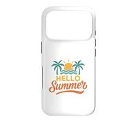 Hello Summer Retro Sunset Palm Trees Beach Vacation Case for iPhone 17 Pro