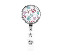Hello Summer Star Beach Sign Retractable Badge Holder Reel Clip Id Card Holder forNurse Student Office Worker