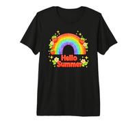 Hello Summer Teachers Students Rainbow Berries Vintage Premium T-Shirt