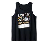 Hello Summer Vacation Sign Here Autograph Memory Canvas Tank Top