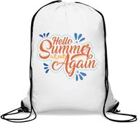 Hello Summer We Meet Again Gym Sack Casual Drawstring Bag White