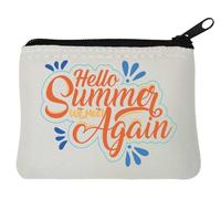Hello Summer We Meet Again Neoprene Coin Purse Pouch 10x11cm White