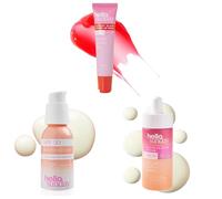 Hello Sunday SPF 50 Trio | Lip Balm Cherry Glaze 15ml + Face Moisturiser 50ml + Vitamin C Serum 30ml | Hydrating, Brightening & Daily UV Defense Skincare Set