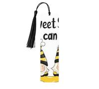 Hello Sunshine Honey Bee Double-Sided Printed Wooden Bookmarks 5pcs, Women Presents for Book Lovers Cool Notebook Accessories Birthday Presents for Men(5 Piece Set)