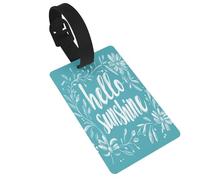 Hello Sunshine On Aqua Leaf Luggage Tags Name Id Label Suitcase Tags, Ideal for Travel Cruise Backpacks Bag