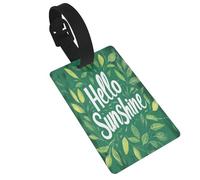 Hello Sunshine On Green Leaf Luggage Tags Name Id Label Suitcase Tags, Ideal for Travel Cruise Backpacks Bag