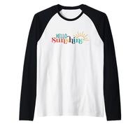 Hello Sunshine Retro Summer Vibes Raglan Baseball Tee