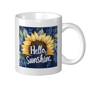 Hello Sunshine Sunflower Dark Blue Ceramic Cup, Elegant Coffee Mug Tee Drinkware Water Cup for Home Office 11oz