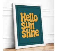 Hello Sunshine Typography Framed Wall Art Print A2 White