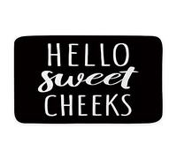 Hello Sweet Cheeks Bath Mat,Funny Farmhouse Bath Rug,Black White Non Slip Bathroom Rug,Bathroom Decor 24X16 Inch