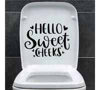 Hello Sweet Cheeks Bathroom Accessory, Cute Stickers - Funny Toilet Sticker, Bathroom Sign, Toilet Lid Decal, Bathroom Wall Art - Stickers For Adults - Vinyl Stickers (18.5cm x 14cm, Black)