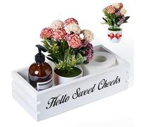 Hello Sweet Cheeks Bathroom Decor Box, VOOWO Nice Butt Bathroom Decor Box, Funny Toilet Paper Holder Wooden Toilet Paper Box for Rustic Farmhouse Bathroom Decor, Storage Baskets for Bathroom (White)