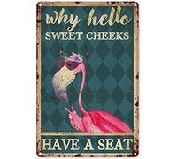 Hello Sweet Cheeks Decor Pink Flamingo Why Hello Sweet Cheeks Have A Seat Tin Sign, Bathroom Decor, Wall Art, Home Decor Bathroom Metal Sign