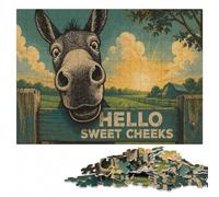 Hello Sweet Cheeks Donkey Art Artistic Wooden Puzzle for Adults, 500 Pieces | Image-area sorting: solo or shared leisure in spare time.
