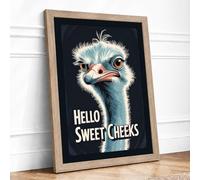Hello Sweet Cheeks Modern Framed Wall Art Print A3 (42×29.7cm) Oak, Wall Decor for Living Room, Bedroom, Office & Home, Ready to Hang, Art Gift