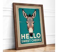 Hello Sweet Cheeks Retro Framed Wall Art Print A1 Walnut