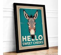 Hello Sweet Cheeks Retro Framed Wall Art Print A3 (42×29.7cm) Black, Wall Decor for Living Room, Bedroom, Office & Home, Ready to Hang, Art Gift