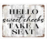 Hello Sweet Cheeks Take A Seat Live Laugh Love Wall Plaque Aluminum Sign Hello Sign For Table Custom Porch Signs Smooth Beautiful Fairy Tale For First Memory 5.5X8 Inch