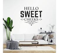 Hello Sweet Cheeks Wall Stickers Motivational Saying Wall Decal Removable DIY Wall Art Decor Decals Murals for Home Room Walls Decoration 24 Inch