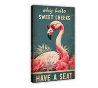 Hello Sweetheart - Flamingo Print Art Poster Canvas Poster Wall Art Decor Print Picture Paintings for Living Room Bedroom Decoration 16x24inch(40x60cm)