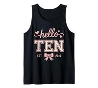 Hello Ten Coquette Bow Est 2016 10th Birthday Girl Tank Top