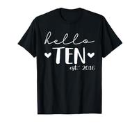 Hello Ten Est 2016 10 Years Old 10th Birthday Boys Girls T-Shirt