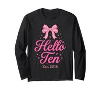 Hello Ten Est 2016 Coquette Bow 10th Birthday Girl 2 Long Sleeve T-Shirt