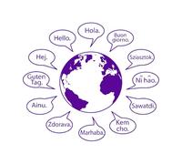Hello Text Wall Stickers in Many Languages World Map Words Home Decor for Living Room Coffee Shop Vinyl Logo Sign Extra Large - 75x86cm