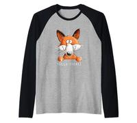 Hello There Fox Cute Wild Animal Cartoon Design Raglan Baseball Tee