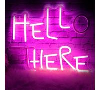 Hello There Neon Sign for Wall Decor, Dimmable Hell Here Catwoman Neon Signs 13.78"×10.63", Controllable Lighting Pink Letters Neon Lights Signs for Man Cave Bedroom Bar Pub Decoration-Xian