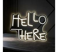 Hello There Warm White LED Neon Sign Welcome Lights for Wall Decor Neon Light for Shop Restaurant Bar Hotel Cafe Home Decoration With 5V USB Operated Dimmable(5V 13.78 * 10.63 inch)