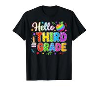 Hello Third 3rd Grade First Day Back to School Teacher Girls Value Graphic T-Shirt, Men, Black, S