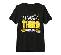 Hello Third Grade Science Sunflower Bee First Day of School Premium T-Shirt