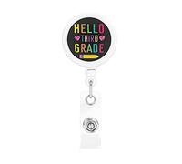 Hello Third Grade Teacher Retractable Badge Holder Reel Clip Id Card Holder forNurse Student Office Worker