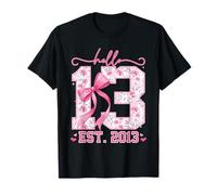 Hello Thirteen Est 2013 Pink Coquette Bow 13th Birthday Girl T-Shirt